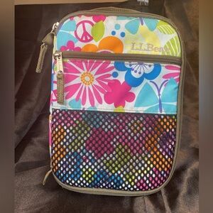 L.L. Bean Expandable Lunch Box Insulated Cooler Floral & Peace Sign